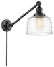 Bell Swing Arm With Switch, Matte Black, Clear Deco Swirl, Clear Deco Swirl