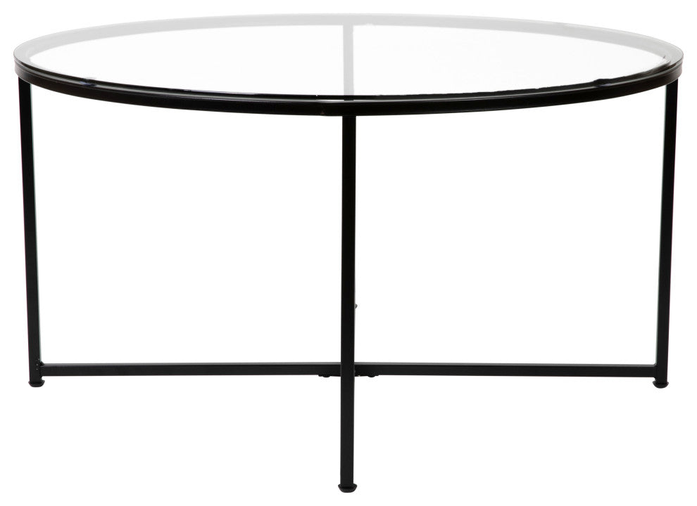Coffee and End Table Set 3 Piece Occasional Table Set, Clear and Matte Black