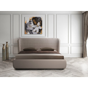 Agoura King Storage Bed in Taupe PU Leather
