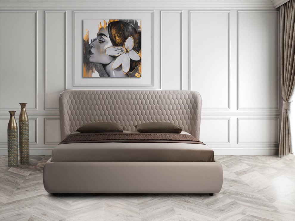 Agoura King Storage Bed in Taupe PU Leather