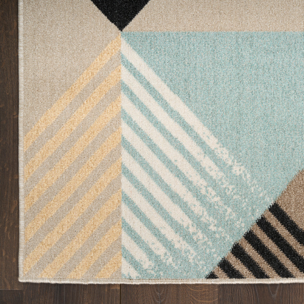 Nourison Washable Decor 9' x 12' Blue Multicolor Modern Indoor Rug