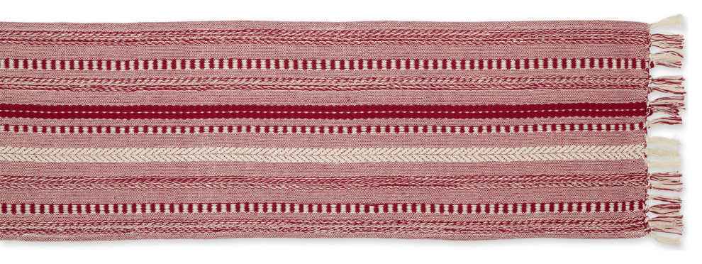 Barn Red Braided Stripe Table Runner 15x108