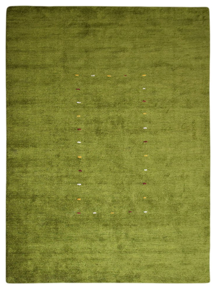 Hand Knotted Loom Silk Mix Area Rug Contemporary Green