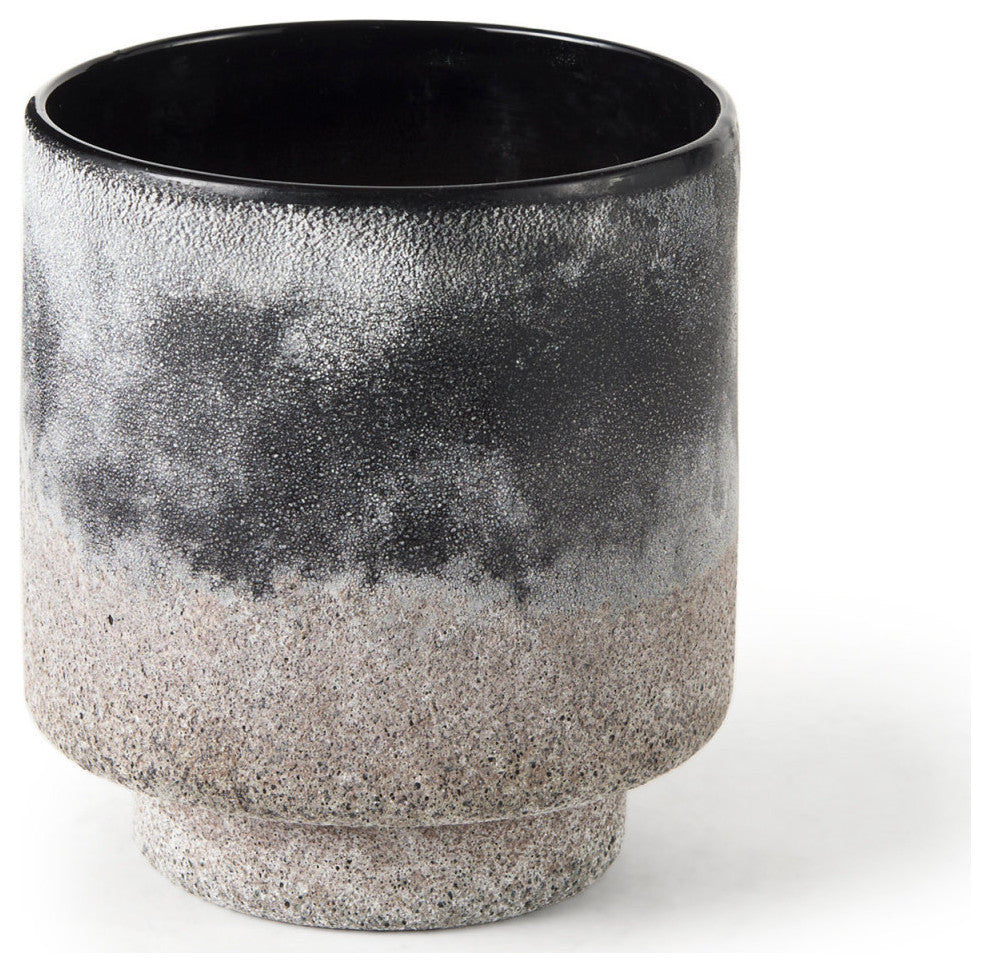 Squally 6.0Lx6.0Wx6.4H Black/Brown Ceramic Ombre Textured Small Vase