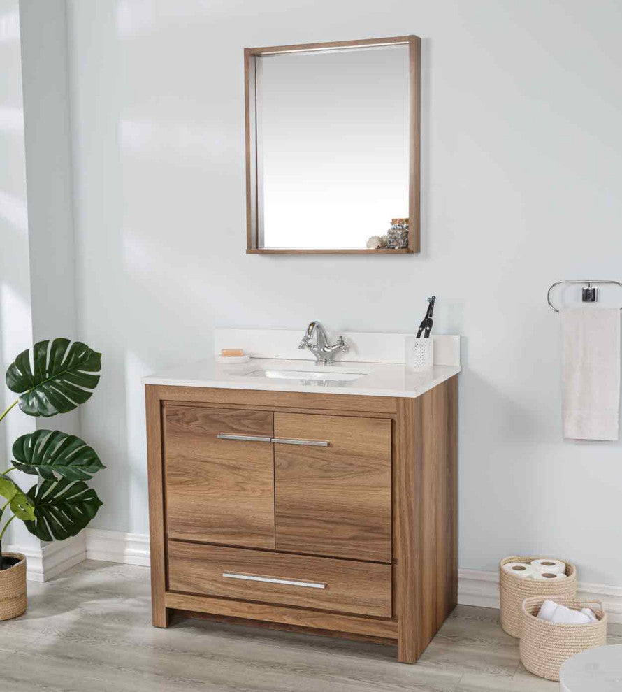 Mila Collection 36" Bathroom Vanity With Sink, Mirror, Countertop, Dark Blue
