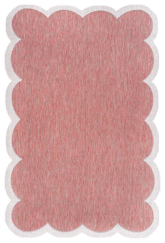 Alice Classic Cottage Two-Tone Scalloped Indoor/Outdoor Shaped Area Rug