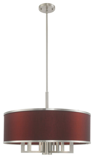 Livex Lighting Brushed Nickel 6 + 1 * Light Pendant Chandelier