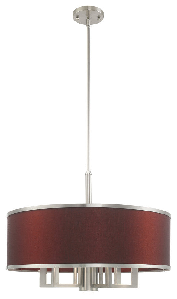 Livex Lighting Brushed Nickel 6 + 1 * Light Pendant Chandelier