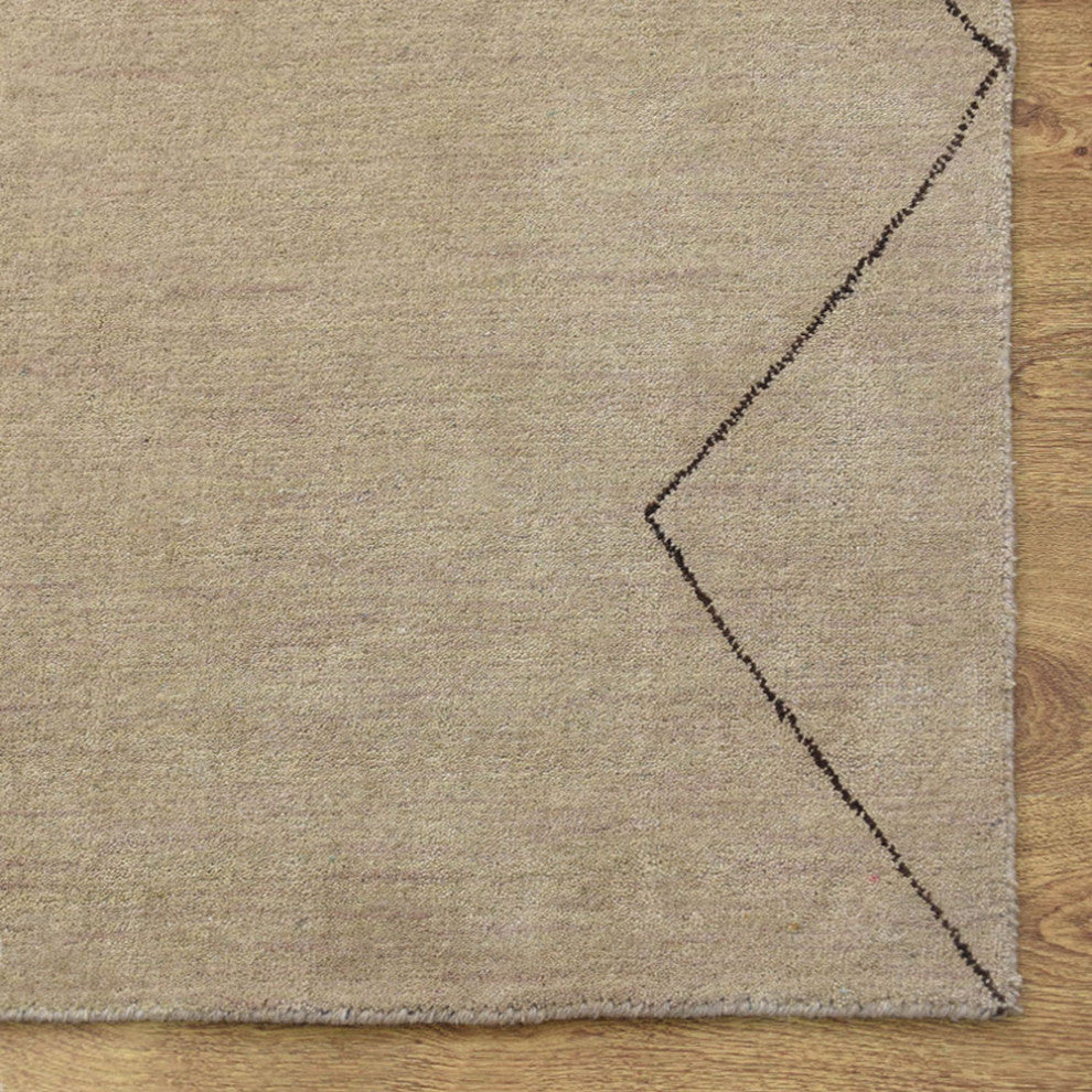HAND KNOTTED LOOM WOOL ECO - FRIENDLY AREA RUGS - Beige Brown,Geometric