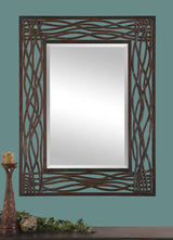 Uttermost 13707 32" W x 42" H Rectangular Framed Bathroom Mirror - Mocha Brown
