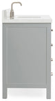 ARIEL Cambridge 55" Single Rectangle Sink Bathroom Vanity Grey With Quartz Top
