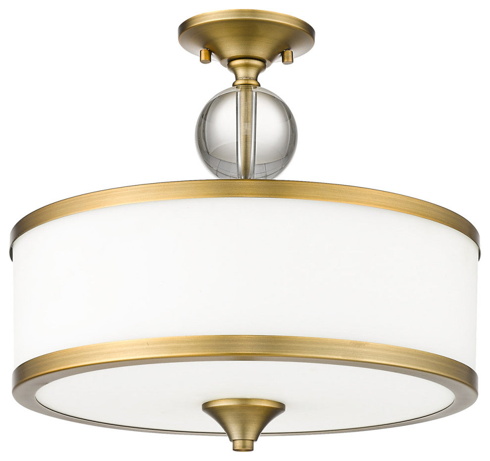 Zlite 307SF-HBR 3-Light Semi Flush Mount, Etched White