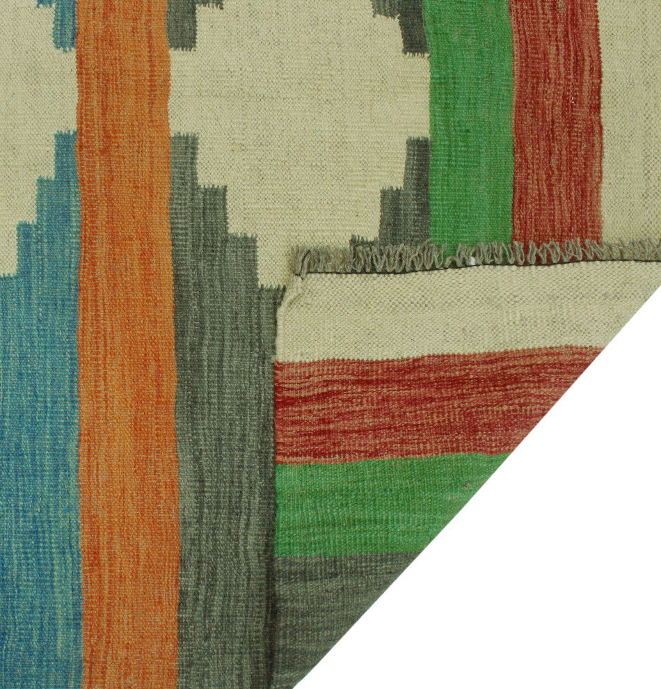Winchester Kilim Zainnah Gray/Turquoise Rug, 3'11x5'10
