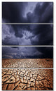 Dramatic Cloudy Sky over Drought Land, Landscape Canvas Art, 28"x48", 4 Panels