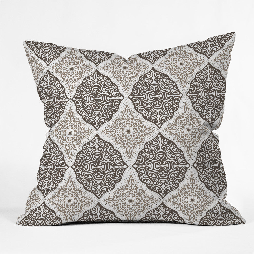 Belle13 Curly Rhombus Neutral Outdoor Throw Pillow, Small