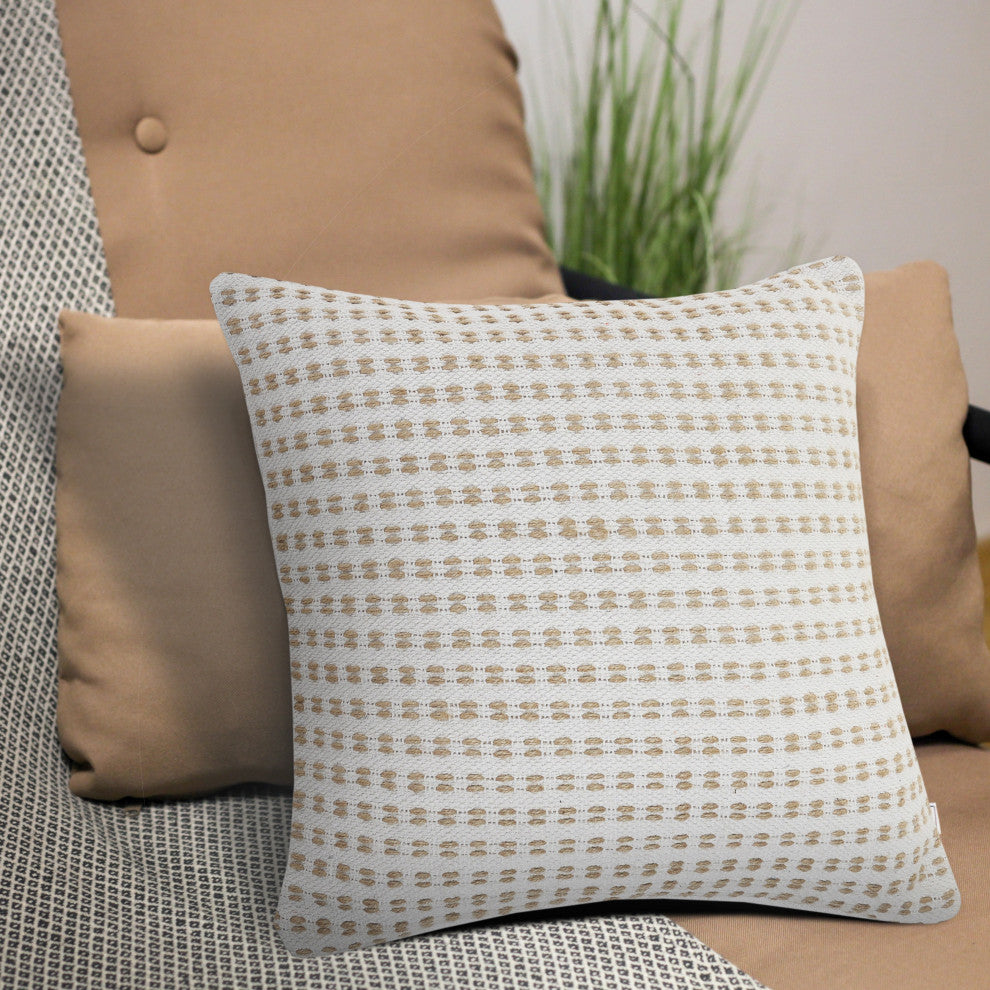 Ivory and Jute Interwoven Throw Pillow