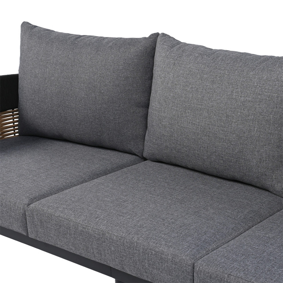 Safavieh Harrison Indoor-Outdoor 3 Seater Sofa, Black/Grey