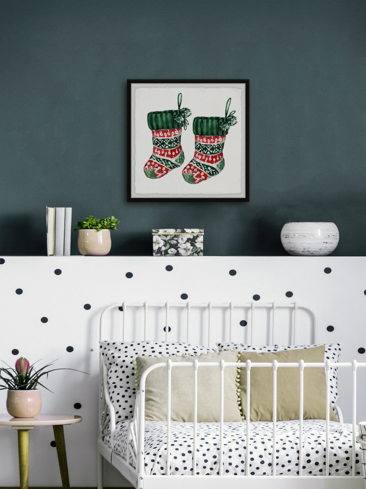 "Hang Your Stockings" Framed Painting Print, 12x12