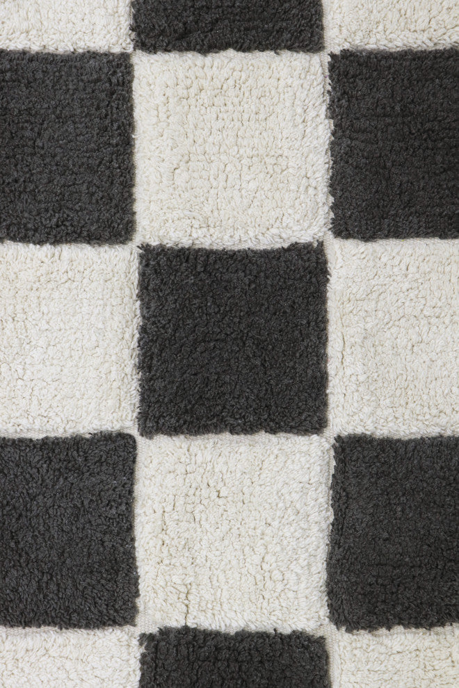 Washable Rug Kitchen Tiles Dark Grey, 5' 7" X  8'
