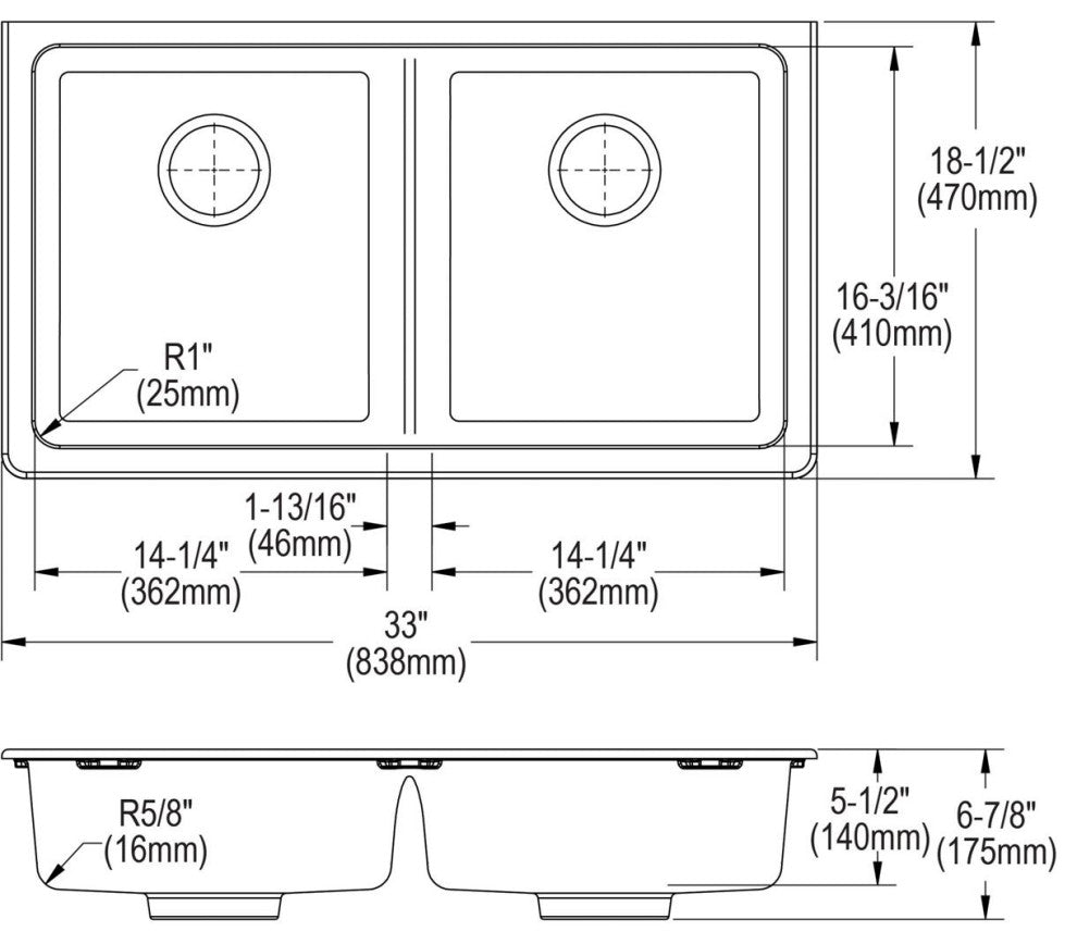 ELGUAD3319PDMC0 Quartz Classic 33" ADA Sink with Perfect Drain, Mocha