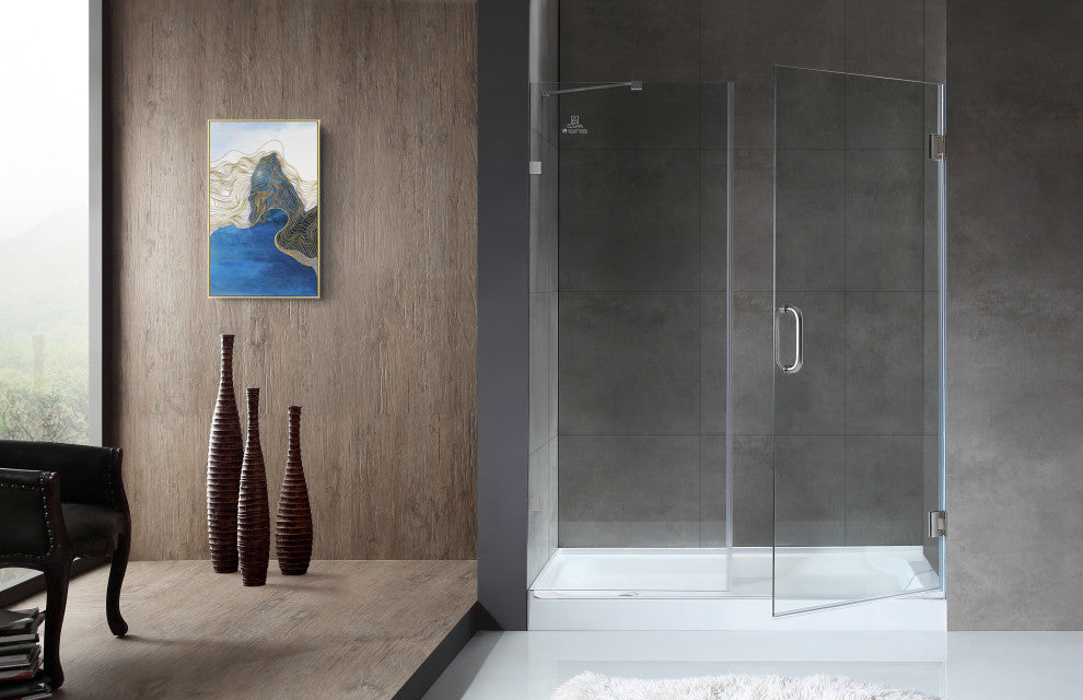 ANZZI Makata 60"x72" Frameless Shower Door, Brushed Nickel