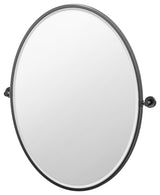 Glam Framed Oval Mirror, Matte Black, 33"