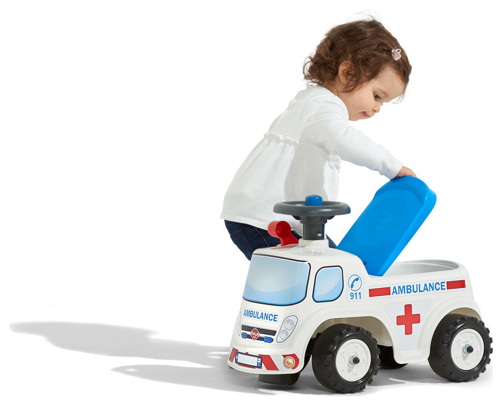 Ambulance Vehicle With Opening Seat And Steering Wheel, Ride-On And Push-Along