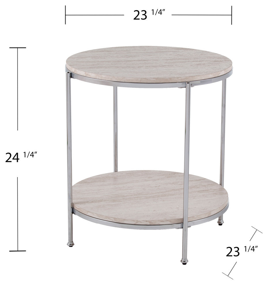 Ackers Round Faux Stone End Table