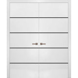 Solid French Double Doors 56 x 80 | Planum 0015 White Silk with