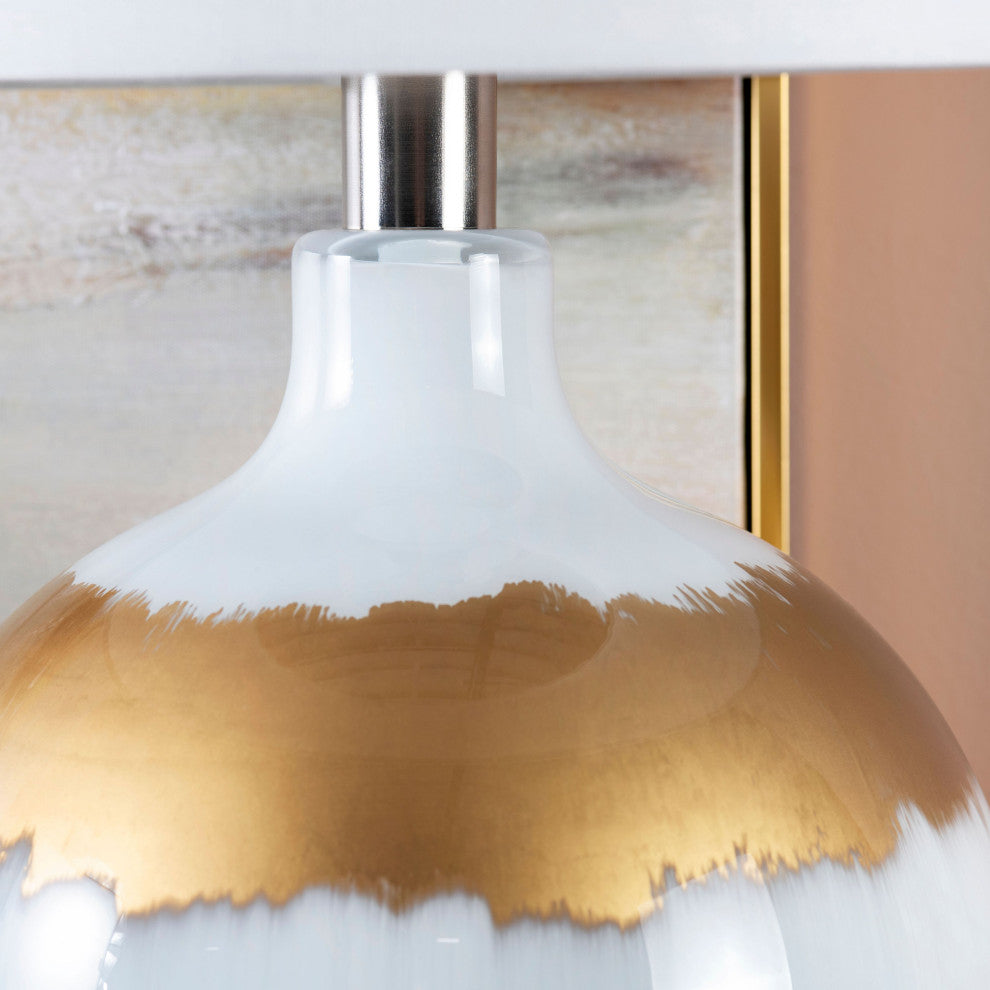 Dana 28" Glass Table Lamp With Linen Shade