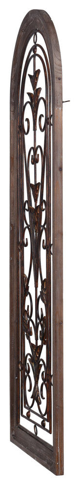 Traditional Scroll Iron Design Wood Framed Wall Art With Metal, 50" H20" W
