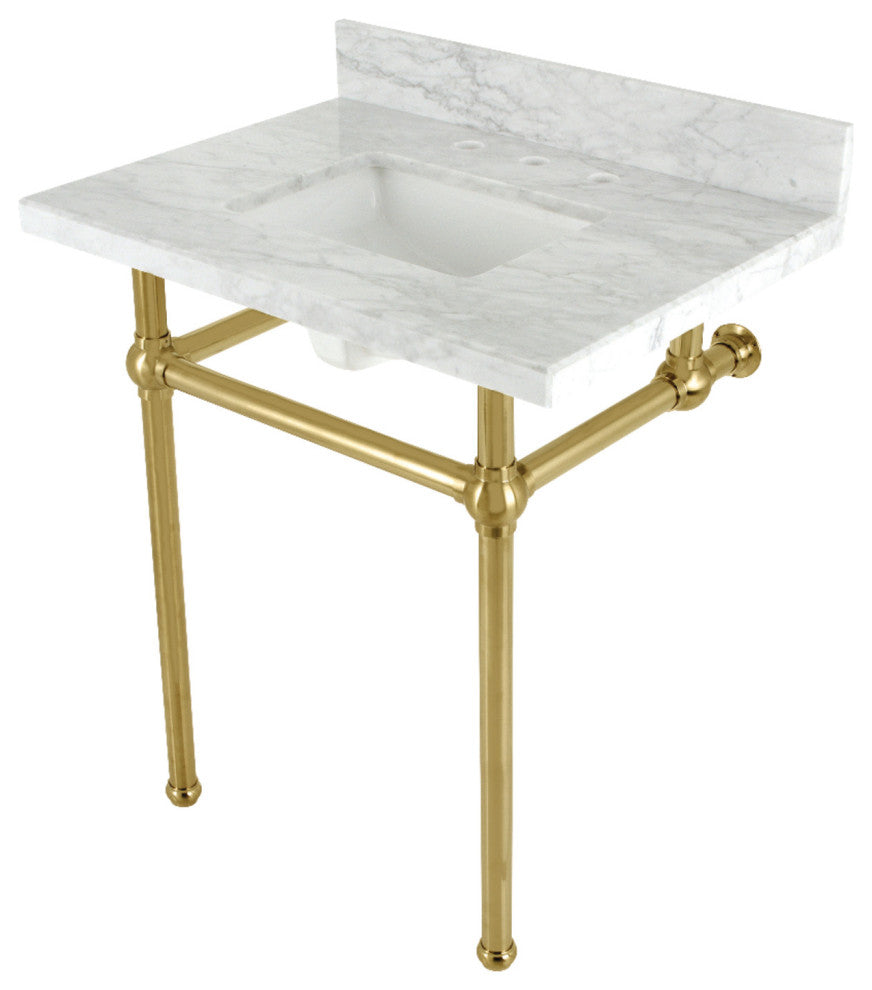 Kingston Brass KVBH3022M8SQ7 30" Console Sink, Legs, 8", 3 Hole
