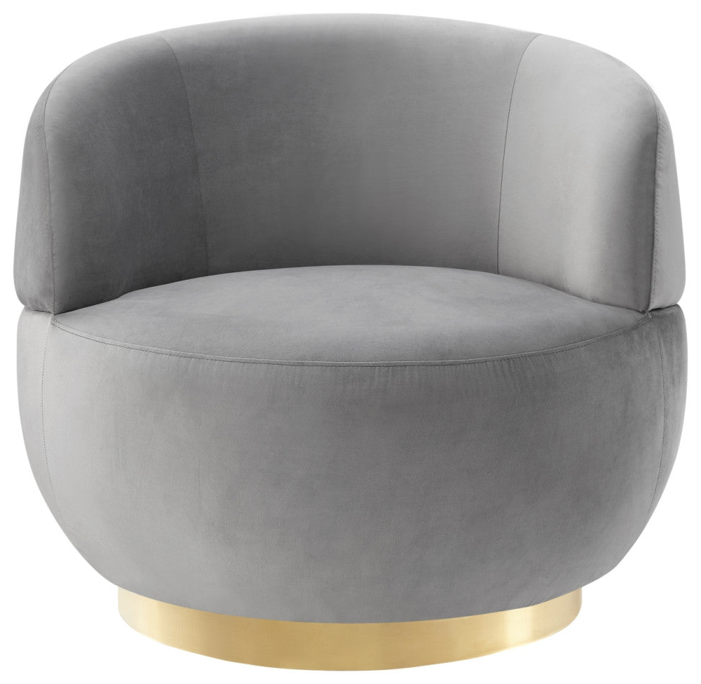 Inspired Home Shaniyah Accent Chair, Swivel, Gray/Gold Velvet