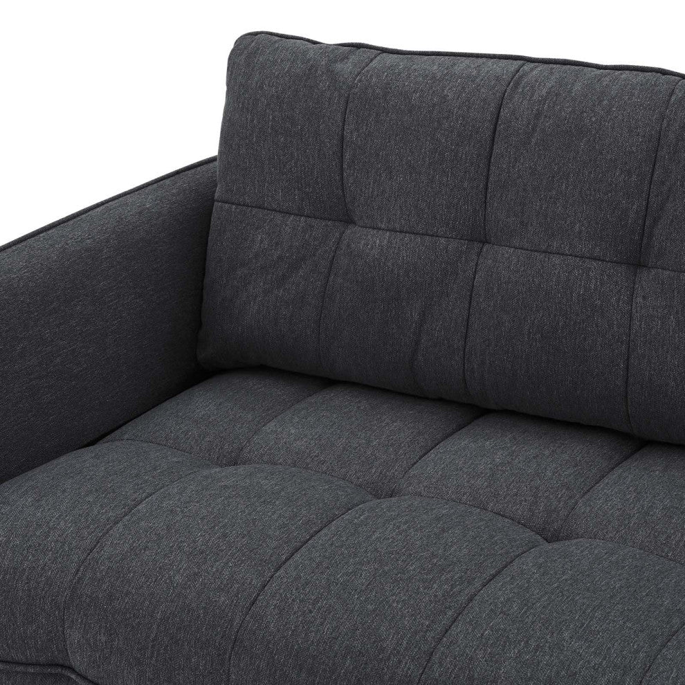 Tufted Sofa, Fabric, Dark Gray, Modern, Living Lounge Hotel Hospitality