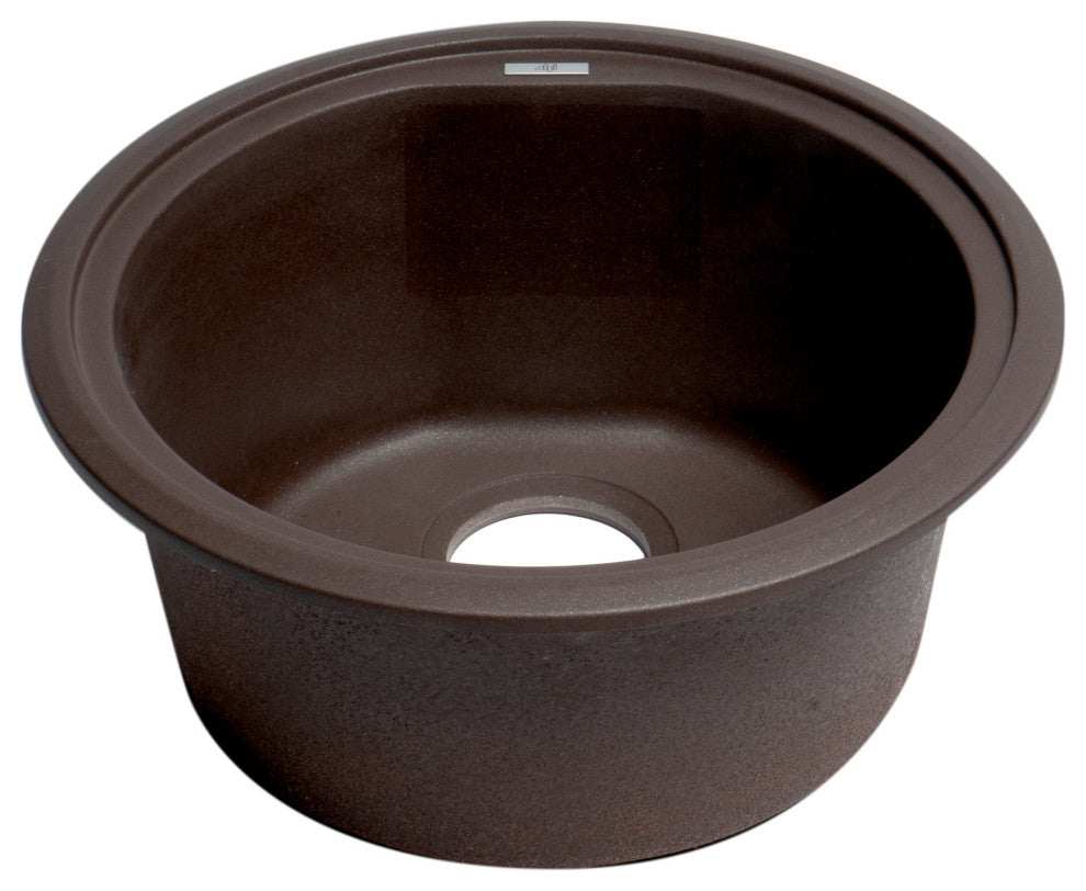 ALFI brand AB1717DI-C Chocolate 17" Drop-In Round Granite Kitchen Prep Sink