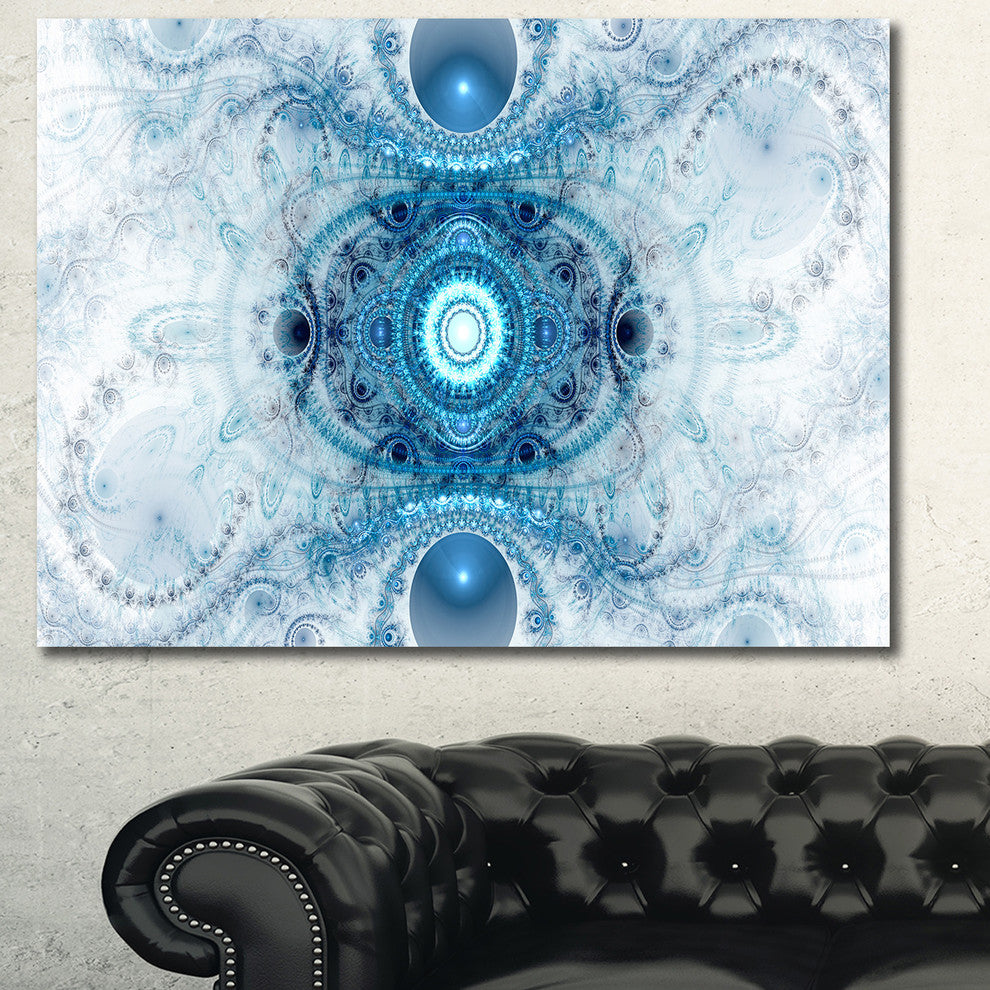Light Blue Fractal Pattern, Oversized Abstract Canvas Art Print, 60x40