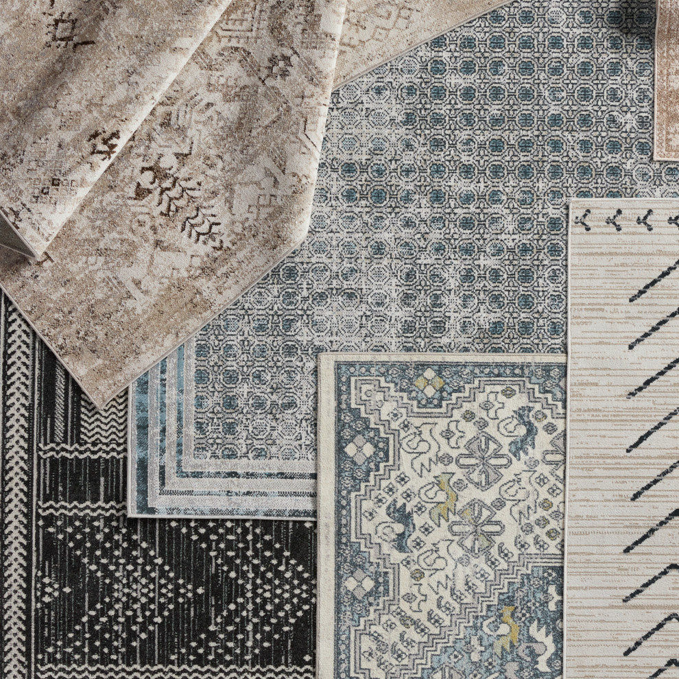 Machine Washable Vibe by Jaipur Living Yucca Medallion Cream/ Blue Area Rug, 2'8