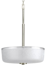 Progress Lighting 3-Light Foyer With White Linen Glass Bowl, Brushed Nickel
