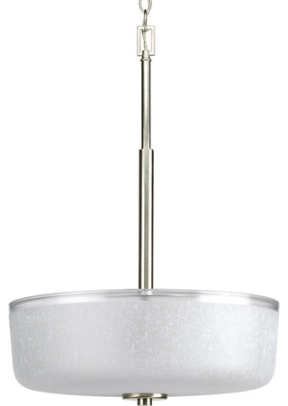 Progress Lighting 3-Light Foyer With White Linen Glass Bowl, Brushed Nickel