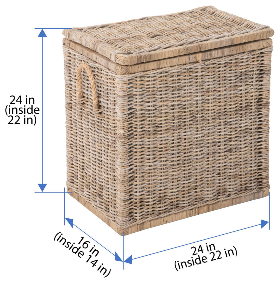 Rattan Kobo Decorative Storage Trunk With Lid, Tall Size