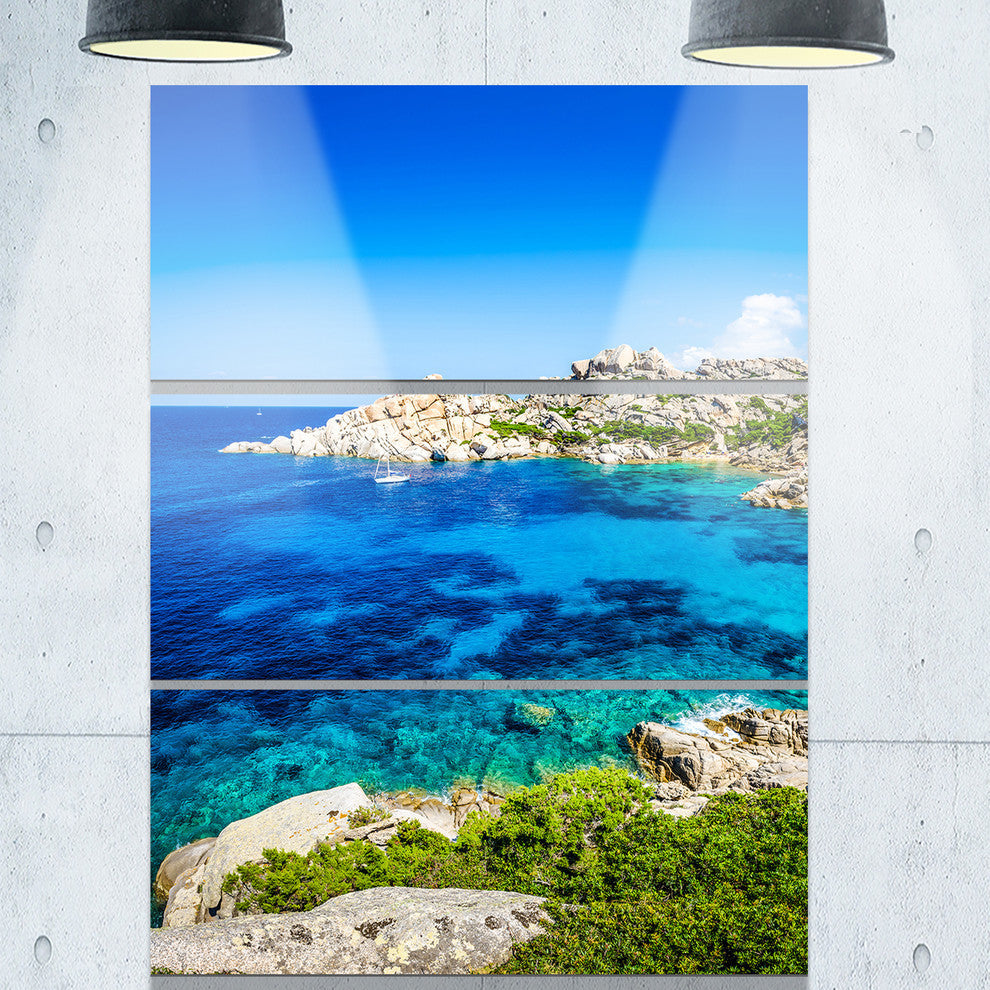 "Ocean Bay With Turquoise Water" Photo Metal Wall Art, 3 Panels, 28"x36"