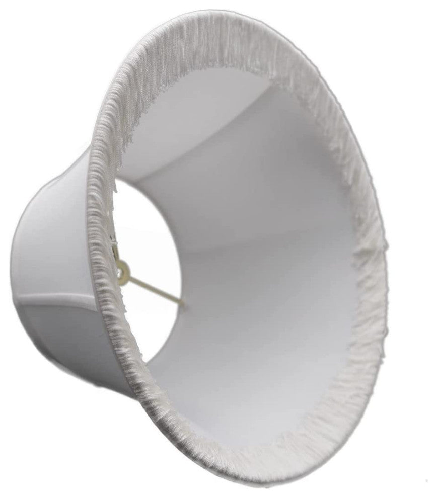 White Silk 14" Bell With Fringe Floor Lamp Shade