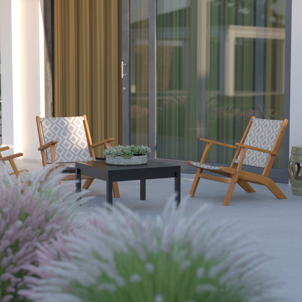 Vega Natural Stain Outdoor Chair in Diamond-Weave Wicker