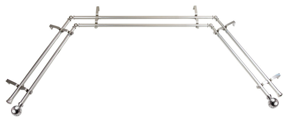 Arman Bay Window Double Curtain Rod, Satin Nickel