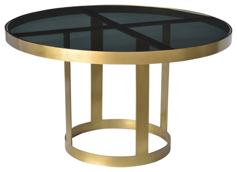 Margot Cocktail Table on Cast Iron Frame in Metallic Gold Finish with Glass Top