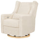 Kiwi Electronic Recliner and Swivel Glider With USB port, Almond Teddy Loop With Light Wood Base