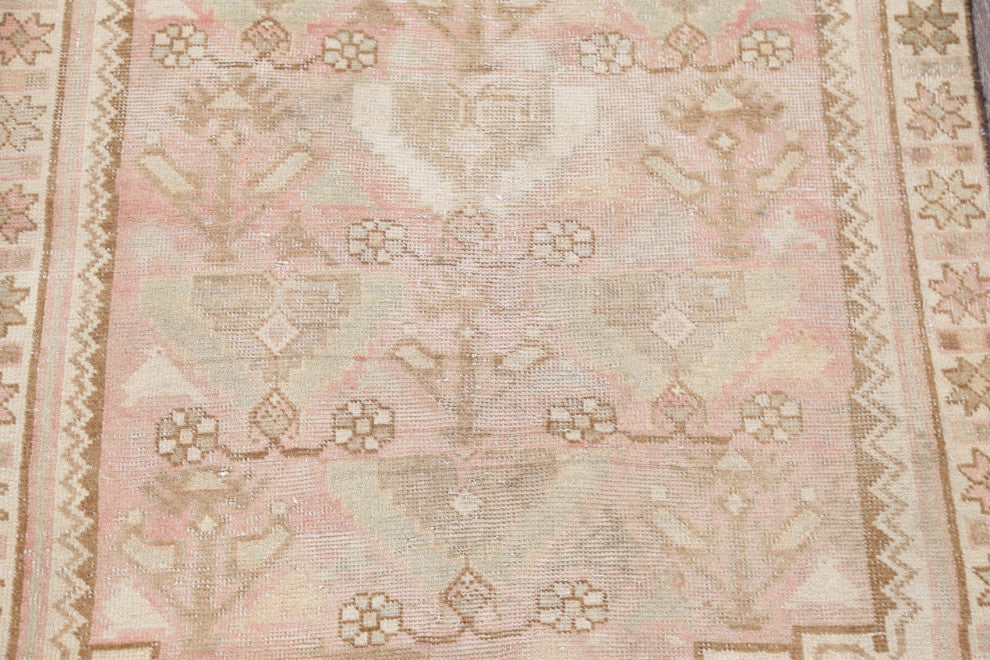 Consigned, Vintage Distressed Hand Made Traditional Persian Area Rug, Pink, 4x7