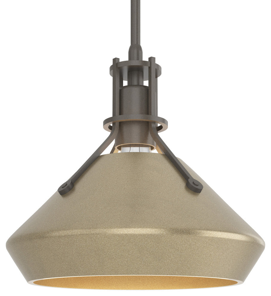 Henry with Chamfer Pendant, Dark Smoke, Soft Gold Accents