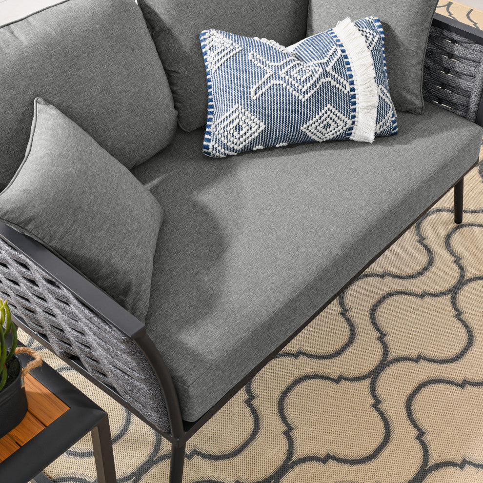 Stance Outdoor Patio Aluminum Loveseat Gray Charcoal
