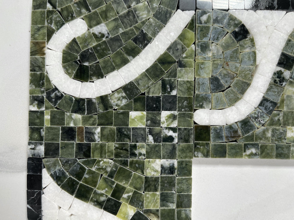 Marble Mosaic Border Accent Listello Tile Surf Green 4x12 Polished, 1 piece